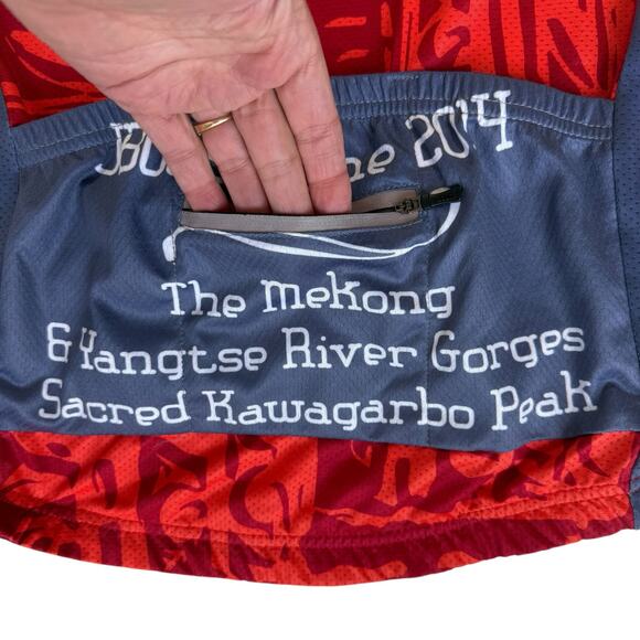 Boom Mens Cycling Jersey Shirt Medium Red Gray Zip Pockets Mekong Athleticwear‎ - Picture 10 of 11